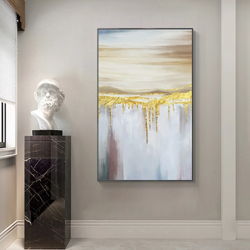 

Abstract Canvas Painting Gold and Blue Posters Prints Modern Wall Art Luxury Picture for Living Room Nordic Home Decor No Frame