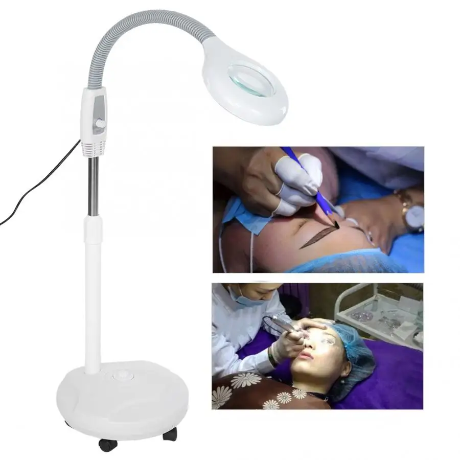 

3X Diopter LED Magnifying Floor Stand Lamp Cold Light Lamp with Wheels for Beauty Slaon Use