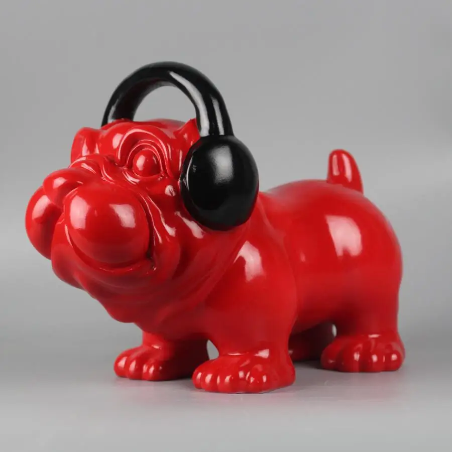 

Nordic style Headphones Dog Statue wine cabinet Modern living Room Fashion Simple Crafts Resin Decoration Model Y1006