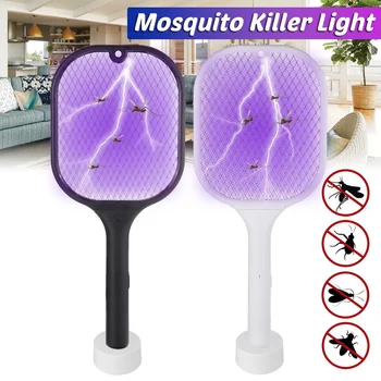 

2 in 1 Mosquito Swatter Killer Inserts Killer Electric Racket Killer Handheld Insect Fly Bug Electric Racket Zapper Fly Killers