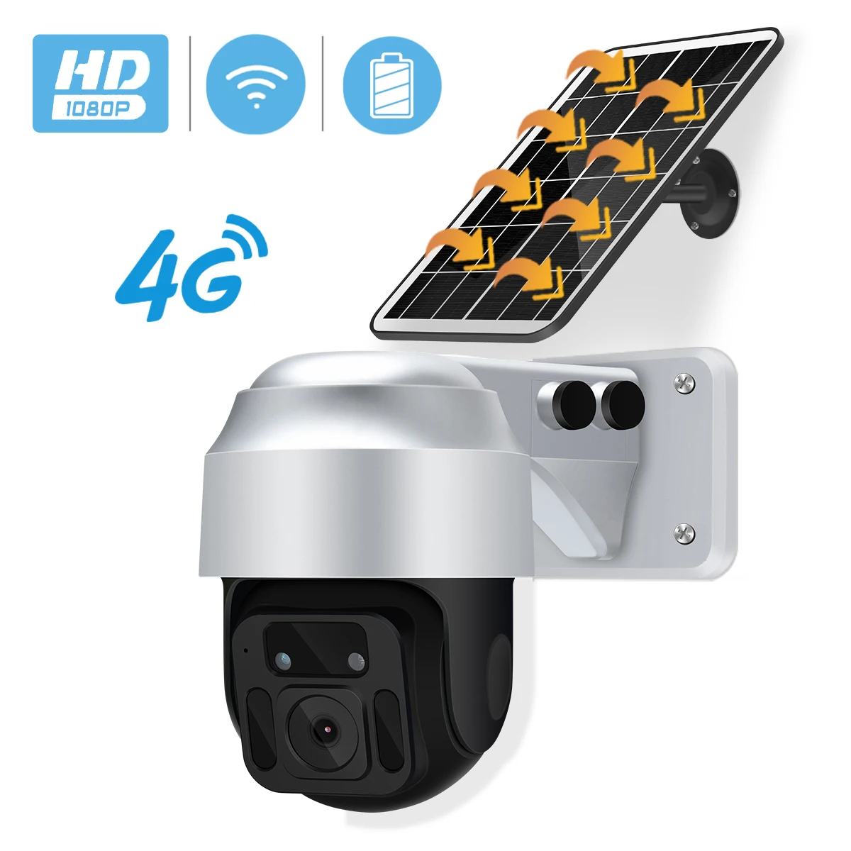 

4G/3G SIM Card 1080P HD WIFI IP Camera PIR Human Detection 8W Solar Panel Outdoor Security PTZ CCTV Camera Low Power Consumption