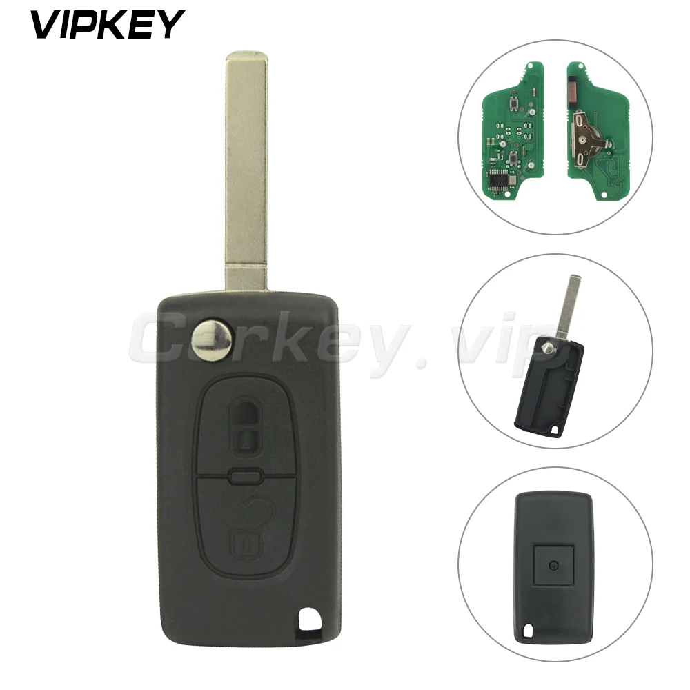 

Remotekey CE0523 Flip remote car key 2 button VA2 for Peugeot for Citroen ask 433 mhz ID46 - PCF7941 electronic chip