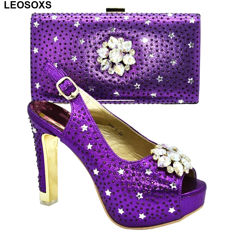

African Wedding Italian Shoe and Bag Sets Decorate Designer Luxury Shoes Women 2020 Matching Shoes and Bag Set Buckle Strap