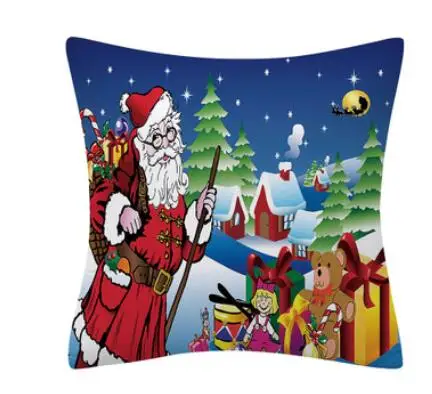 Christmas Cushion 45*45 Merry Christmas Santa Claus Red Pillows Decorative Throw Pillow Polyester White Snowman Pillowcase 