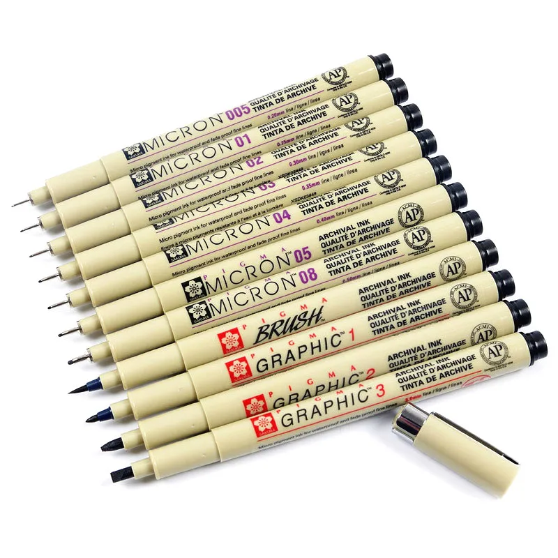 Черная ручка Pigma Micron 1 шт. водонепроницаемая ручной работы для набросков подводка