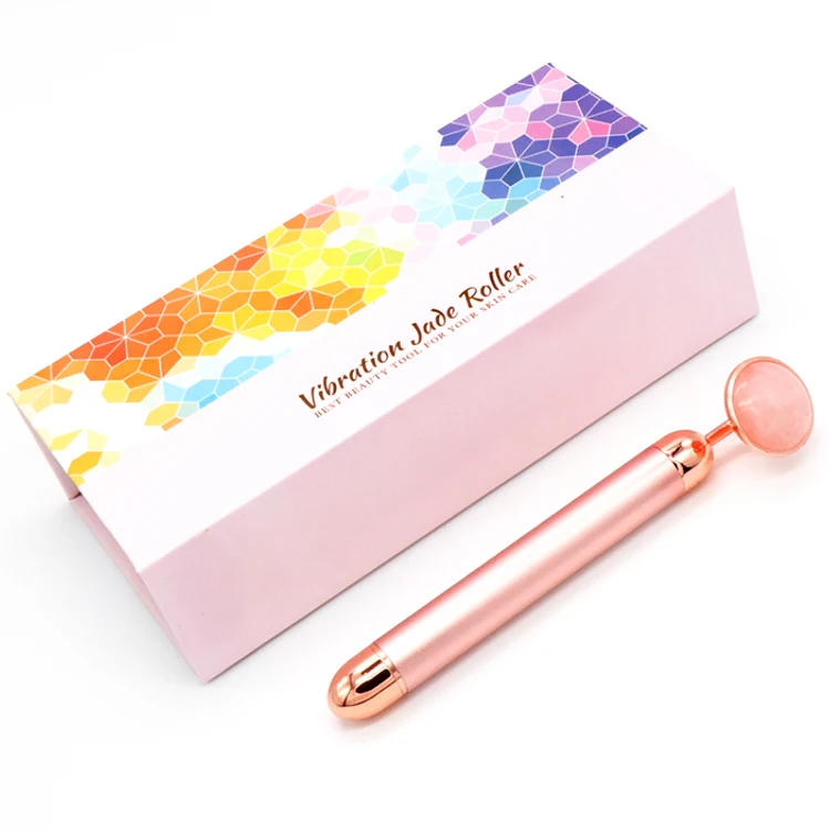 Beauty Bar 24K золотой импульсный массажер для лица натуральный круглый нефритовый