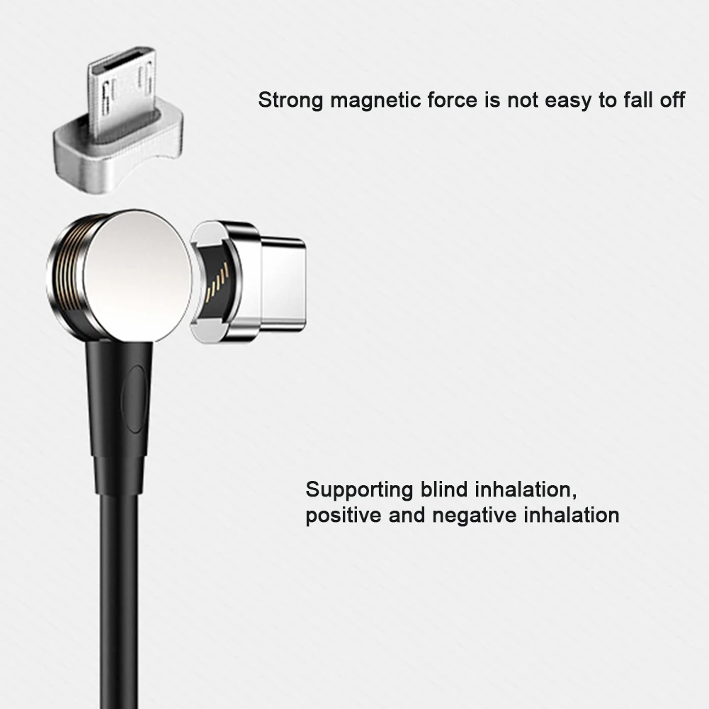 

Universal Type C Magnetic USB Cable Adapter Tablets Mobile Phone Braided Micro Data Line Fast Charging 180 Degree Rotating Elbow