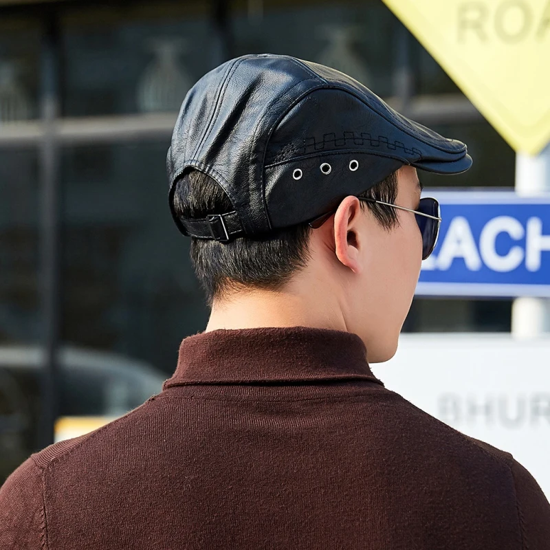 Мужские осенние зимние пу кожаные гольф-берет кепки регулируемые кепки для вождения летняя плоская кепка таксиста кепка газетчика