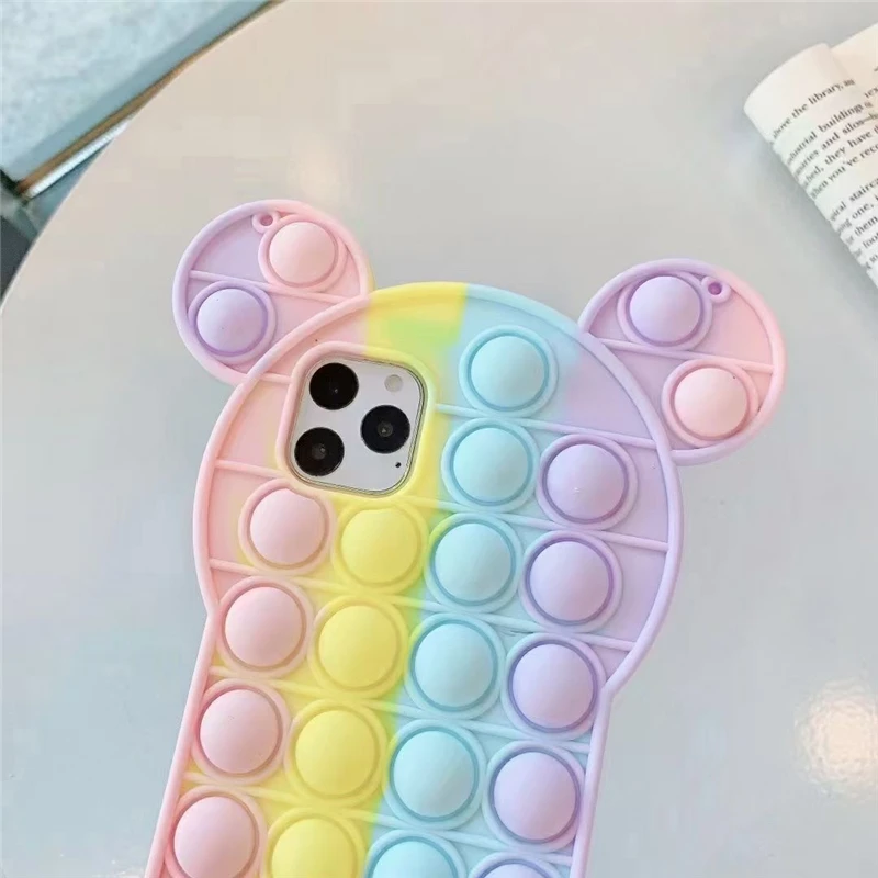 silicone cover with s pen Pop Bubble Fidget Toys Case For Samsung Galaxy S21 S20 FE S10 S9 Plus Note 9 10 20 Ultra 5G Rainbow Beans Cartoon Unicorn Cover samsung flip phone cute