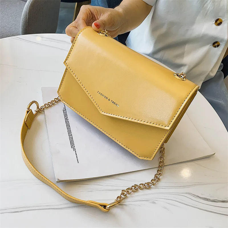 

New Arrival Bag Women's 2019 New Style Fashion Summer Chain Crossbody Bag Pu Textured Retro Square Sling Bag