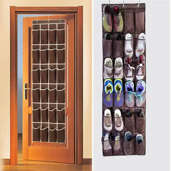 

24 Pocket Over the Door Shoe Organizer Rack Hanging Storage Space Save Hanger Behind Door Free Nail Bedroom