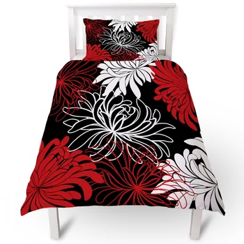 

Dahlia Red And White Duvet Cover Pillow Case Quilt Cover Set Bedclothes Single Bedding Sets For Bed