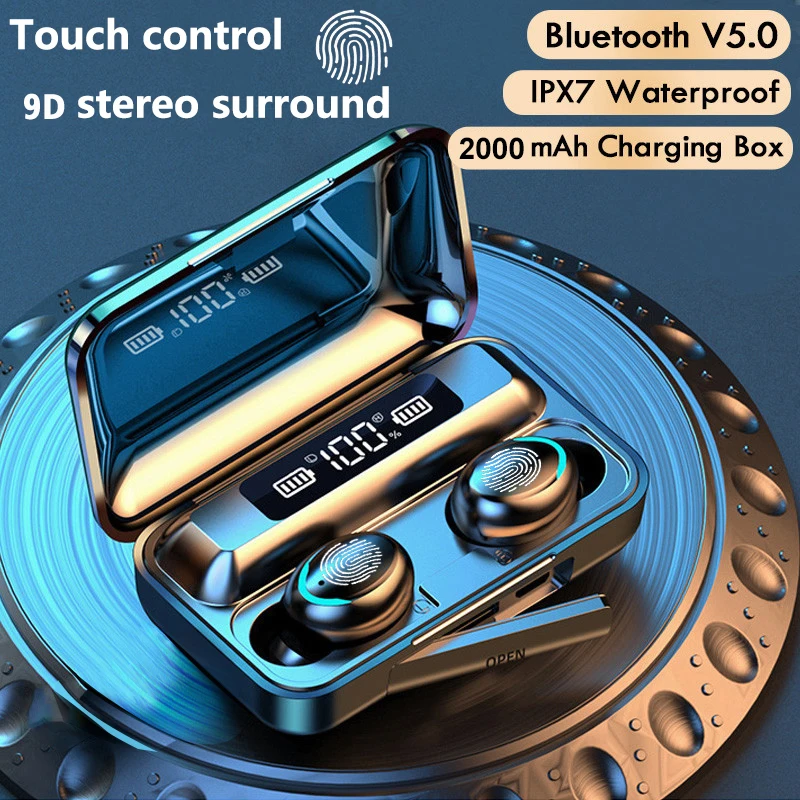 F9 tws wireless headphones V5 0 Touch bluetooth earphones LED Display sport Earbuds With 2000mah Power Bank Mic gaming headset