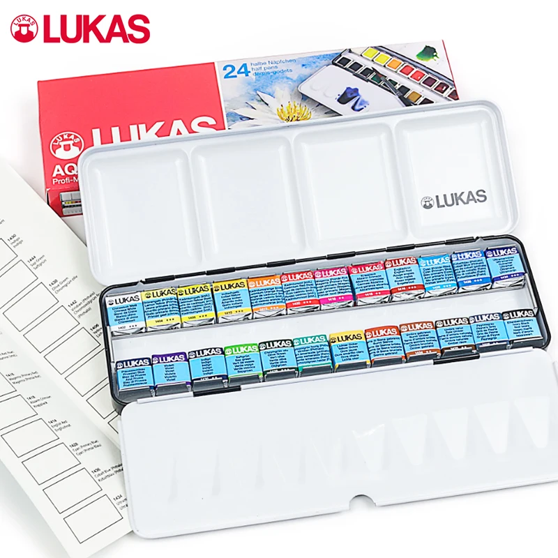 Lukas из Германии-12 24 Цвета Твердые акварельные краски прозрачный высокая