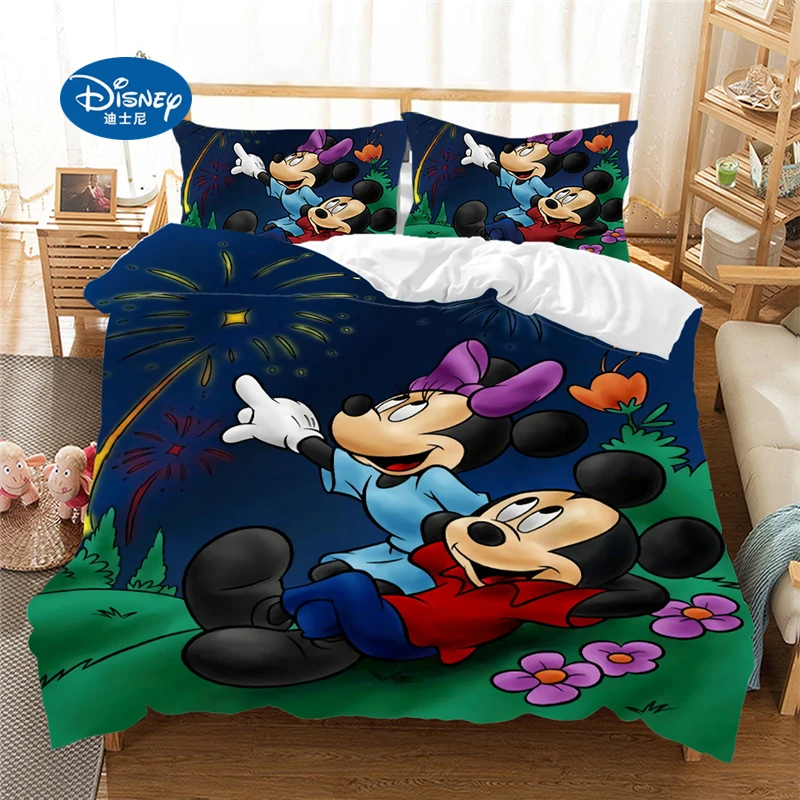 Night Mickey mouse Bedding Set Lovely Couple Queen King Size Bed Children Duvet Cover Pillow Cases Comforter Sets | Дом и сад