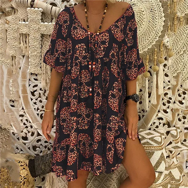 Vestidos de Fiesta de Noche Robe Femme Женский Летний стиль Feminino Vestido футболка Повседневная женская одежда больших размеров Лидер продаж - Цвет: Коричневый