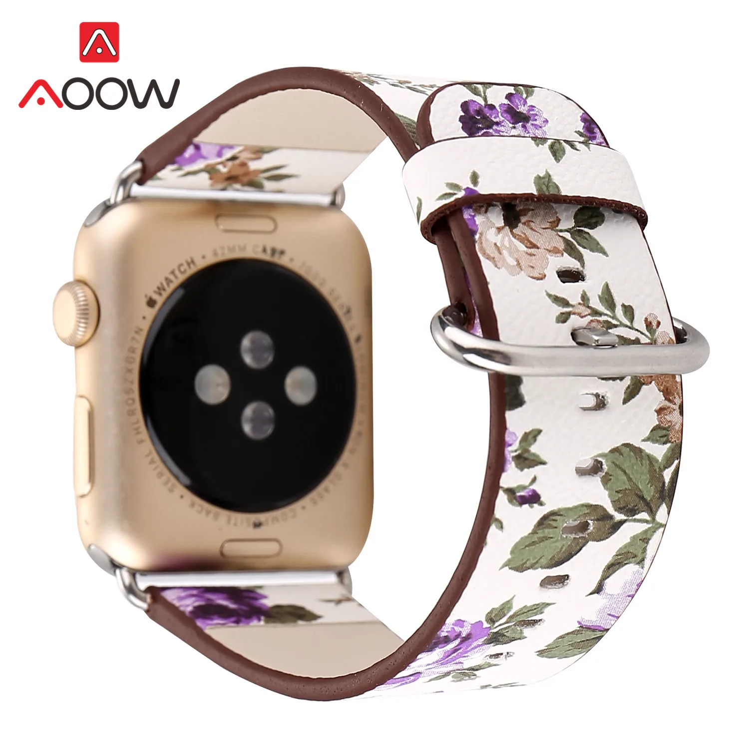 Кожаный ремешок с цветочным принтом для Apple Watch 5, 4, 38 мм, 42 мм, 40 мм, 44 мм, для мужчин и женщин, сменный ремешок для часов, браслет для iWatch 3, 2, 1