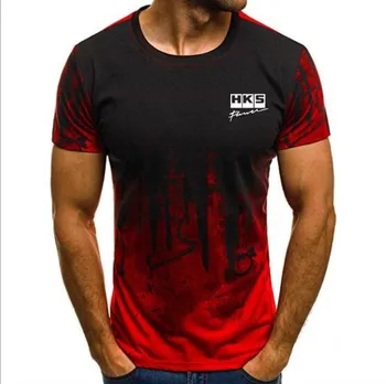 

HKS Men's T shirts 2019 hks Print T-shirt Summer Tops splash-ink Printed Male Casual Camouflage Short Sleeve tshirt