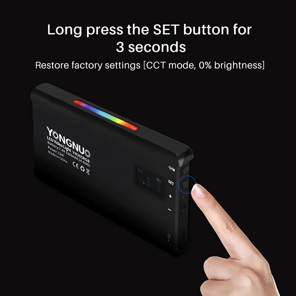 YONGNUO YN365 RGB LED видео свет карманный на камере Красочный 12 Вт фотография лампа с 1/4