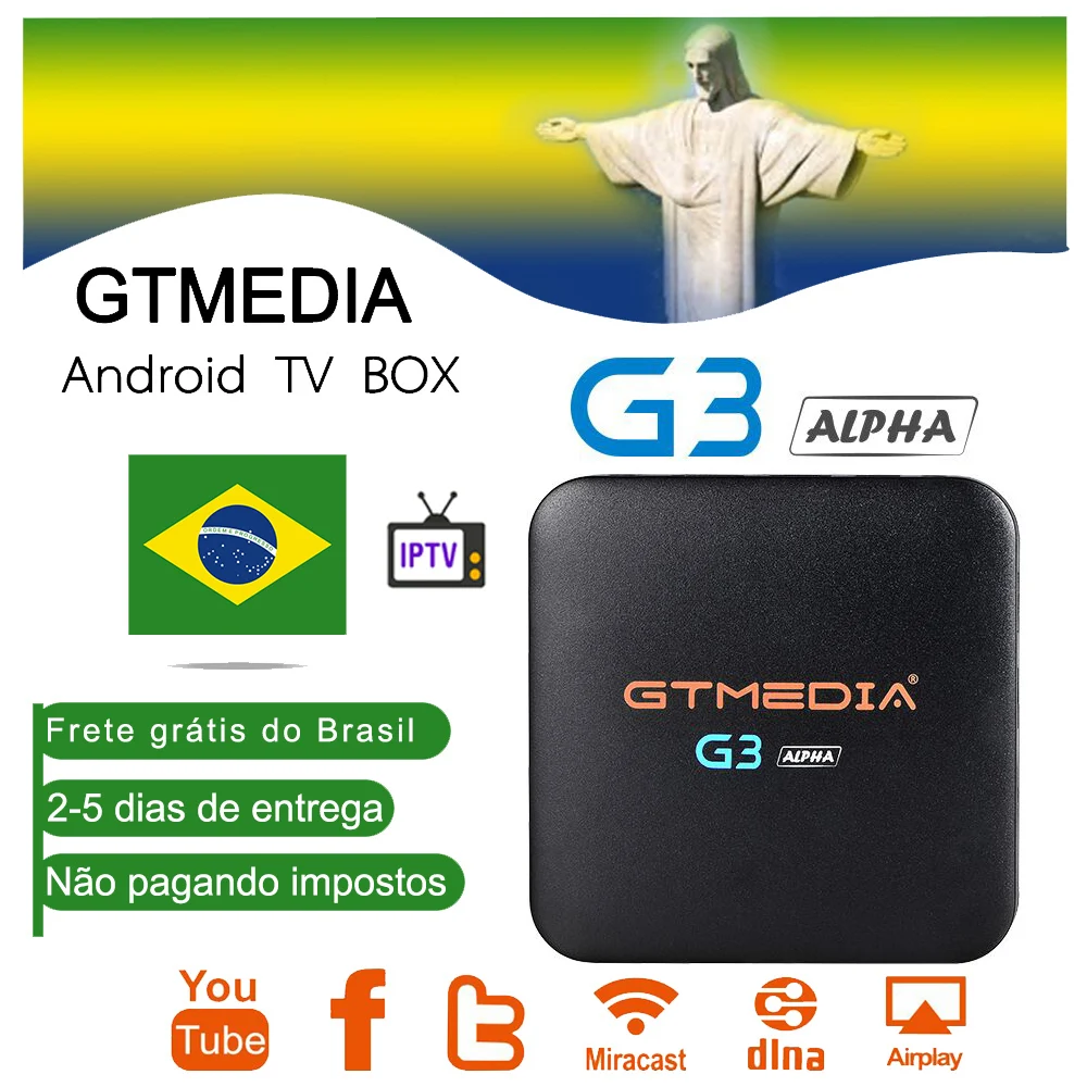 Бразилия GTMEDIA G3 Android 7,1+ IP ТВ сервер Smart tv Box медиаплеер 2 Гб 16 Гб пульт дистанционного управления 4K HD H.265 WIFI2.4G телеприставки