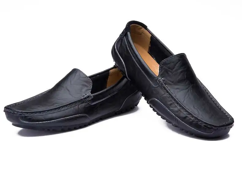 Летняя мужская обувь из натуральной кожи; лоферы; мягкие дышащие мужские мокасины на плоской подошве; повседневная обувь для вождения; размеры 38-47