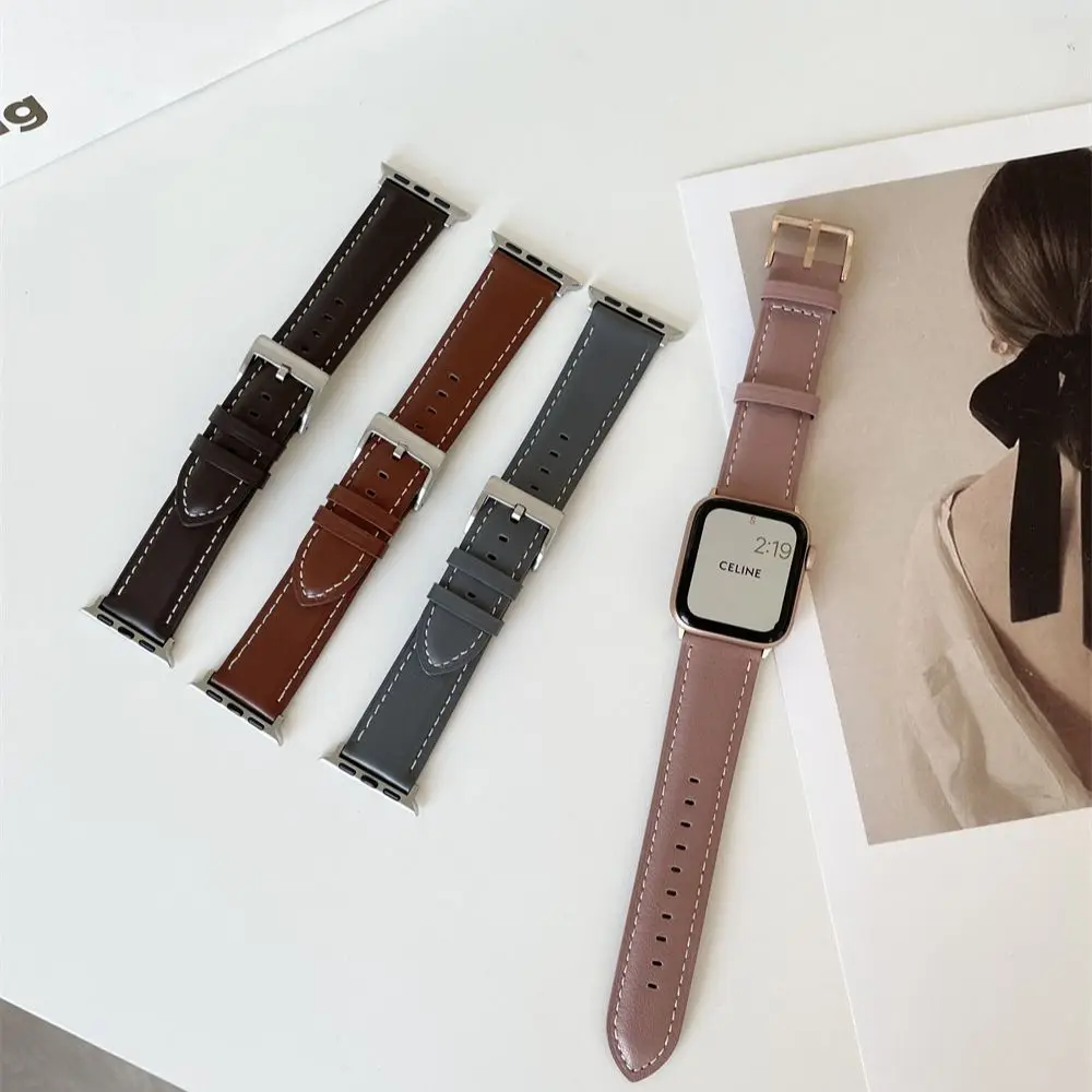 

Ремешок кожаный для Apple watch band 44 мм 40 мм 42 мм 38 мм, аксессуары для часов iWatch series 3 4 5 6 SE 7 45 мм 41 мм