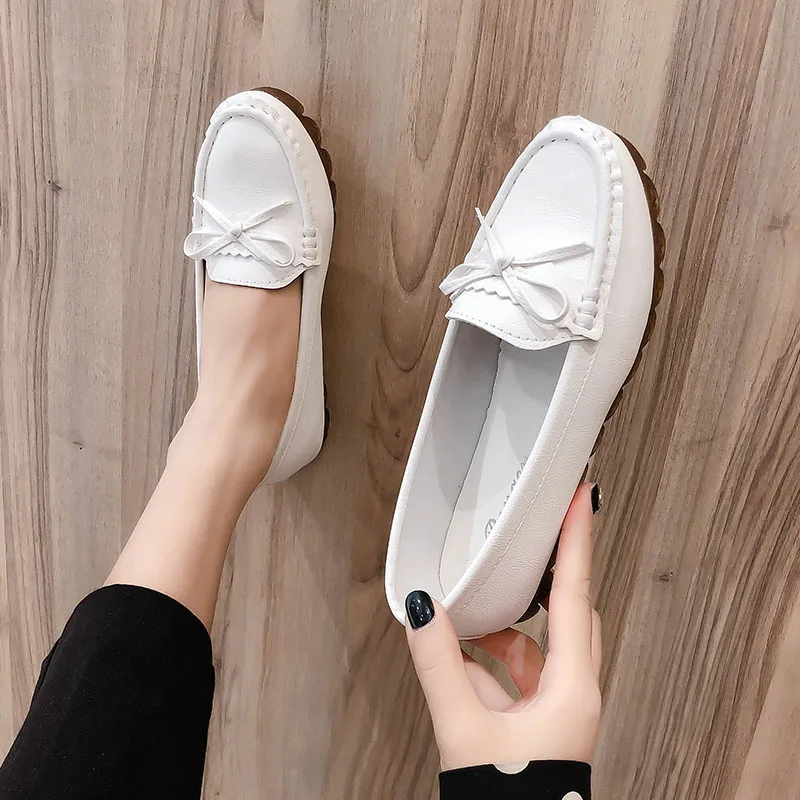 

Shoes Woman Flats Shallow Mouth Women's Moccasins Round Toe Slip-on Casual Female Sneakers Soft Dress Summer New Nurse Slip On