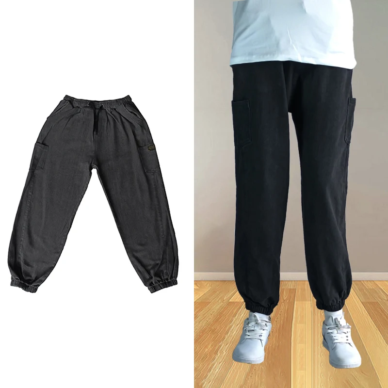 Джинсы-мешковатые широкие с боковыми карманами для мальчиков спортивные мужские