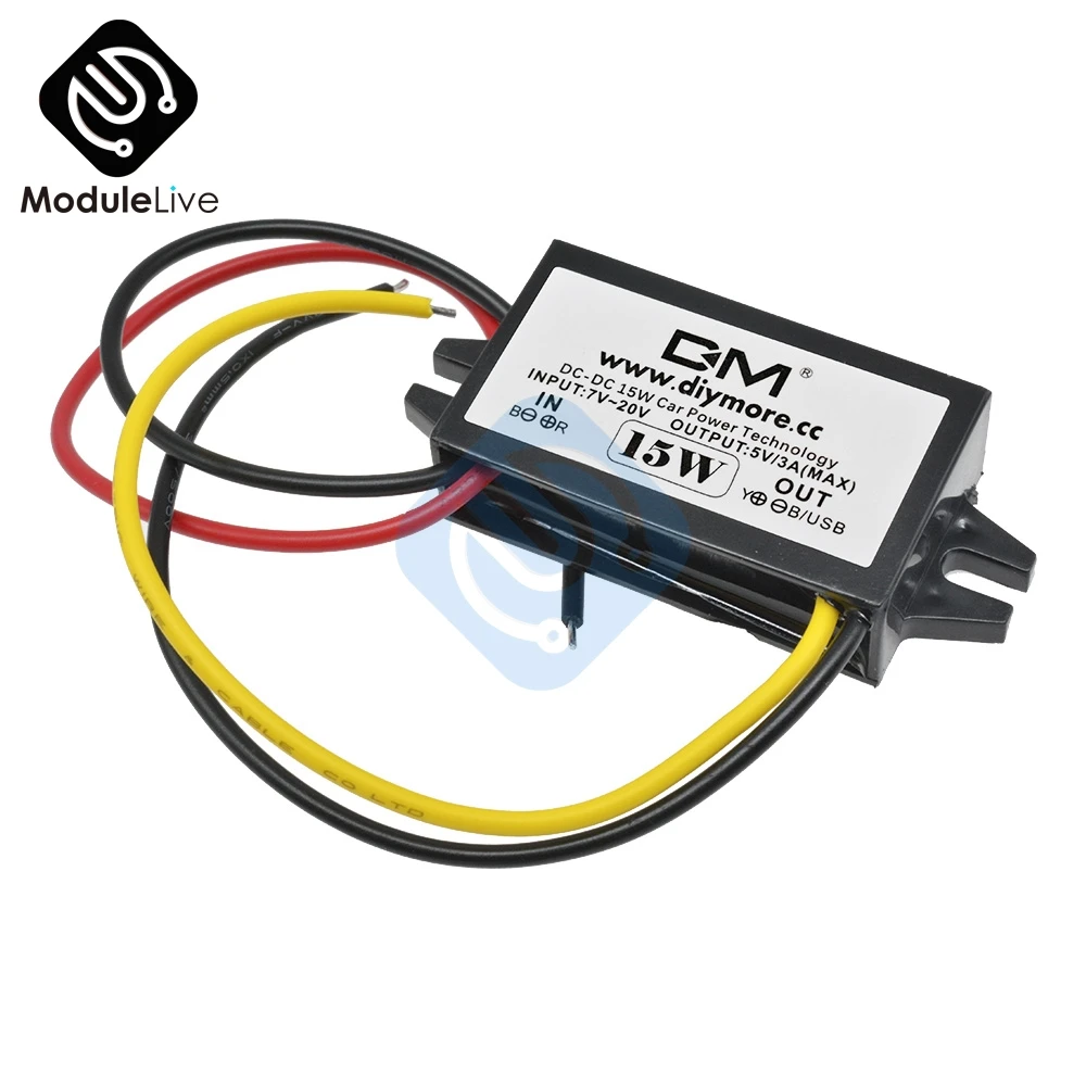 DC-DC понижающий преобразователь 12 В к DC 5 В 3A 15 Вт преобразователь модуль Duble USB выход адаптер питания автомобильный монитор источник питания