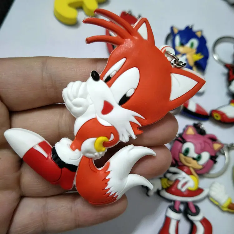 Sonic брелок для мальчика двуххвостый лиса защита окружающей среды ПВХ текстура брелок скорость звука три сестры кулон брелок