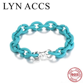 

2019 New Silver Alphabet Love Letter Bead Jewelry Charm bracelets Turquoise Hard Rubber Couple bracelet