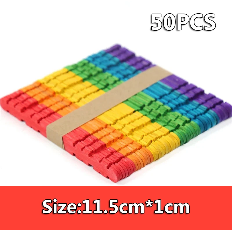 50pcs toy 6 50 шт./компл. Дети DIY деревянные поделки Материал красочные мороженое Творческие деревянные палочки матч ручной работы кукольный дом игрушки для детей, подарок - Цвет: 50pcs toy 6