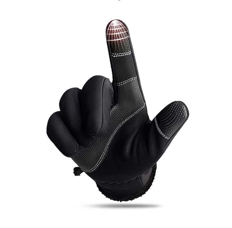 Outdoor waterproof gloves winter zipper touch screen men and women windproof warm riding sports plus velvet