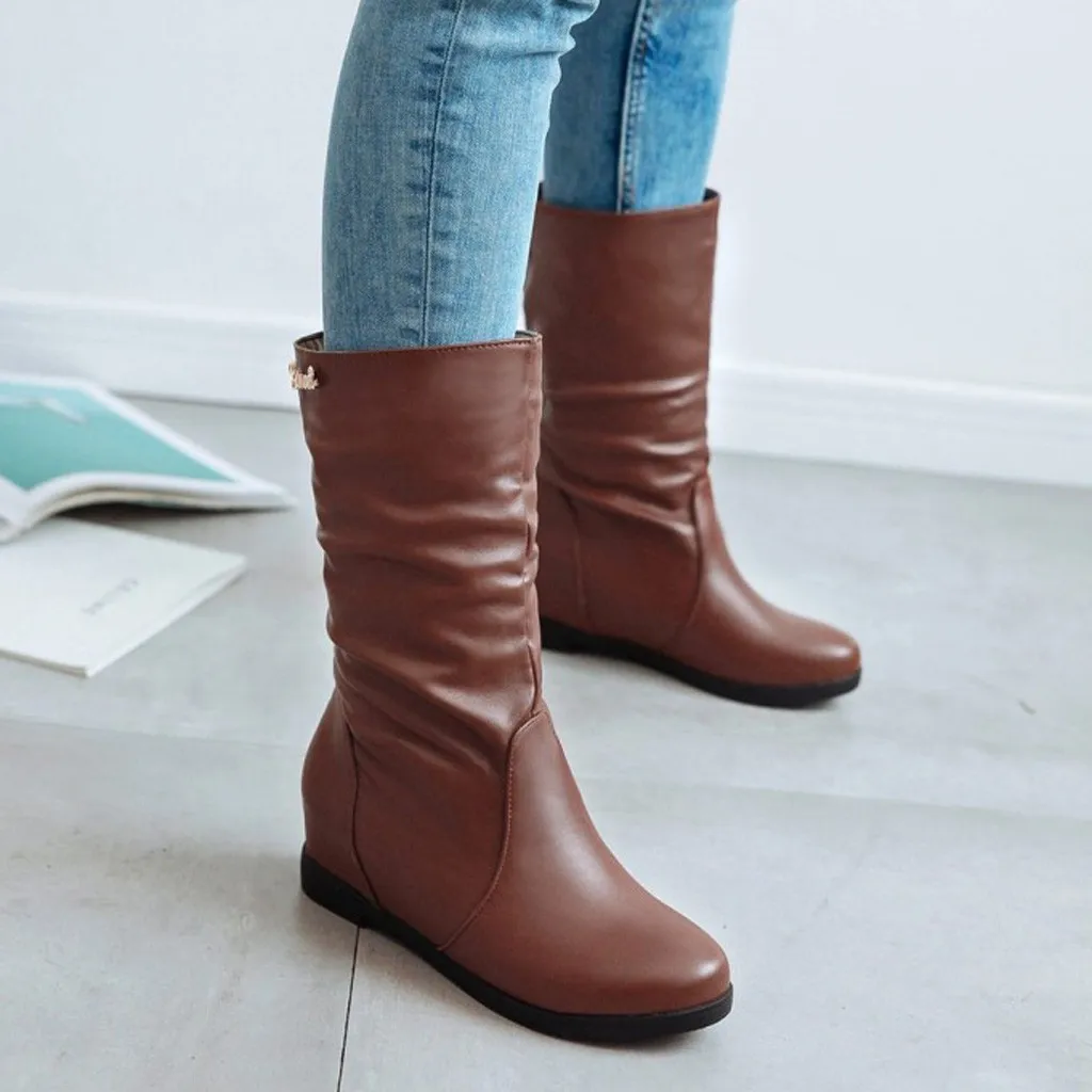 SAGACE большой Размеры женские рост зимние ботинки на высоком каблуке из