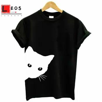 

Women tshirt Cotton Casual Funny t shirt Cat Print Tops Tee Hipster 6 Colors Summer Tops Tees T shirt Oversize S-3XL