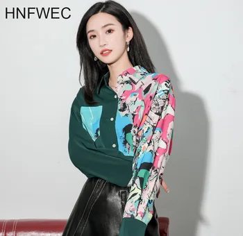 

Korea Floral Blouse Long Sleeve Button Up Shirt Womens Tops And Blouse Patchwork Fall Top Korean Fashion Clothing V234