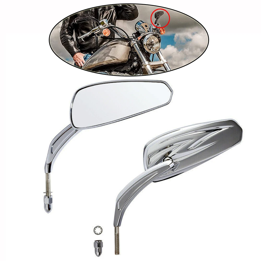 Chrome Motorcycle Rear View Mirrors For Harley Davidson Breakout Dyna Wide Glide 