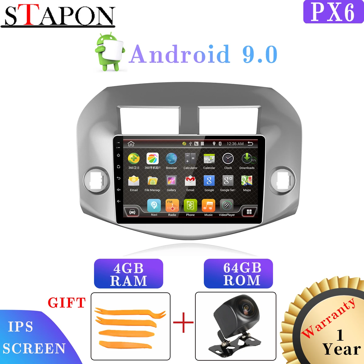 Android 9,0 4 Гб ОЗУ 64 Гб ПЗУ 6 ядер ips для Toyota rav4 2007-11 автомобильный DVD GPS; Мультимедийный проигрыватель стерео радио wifi DVR PX6