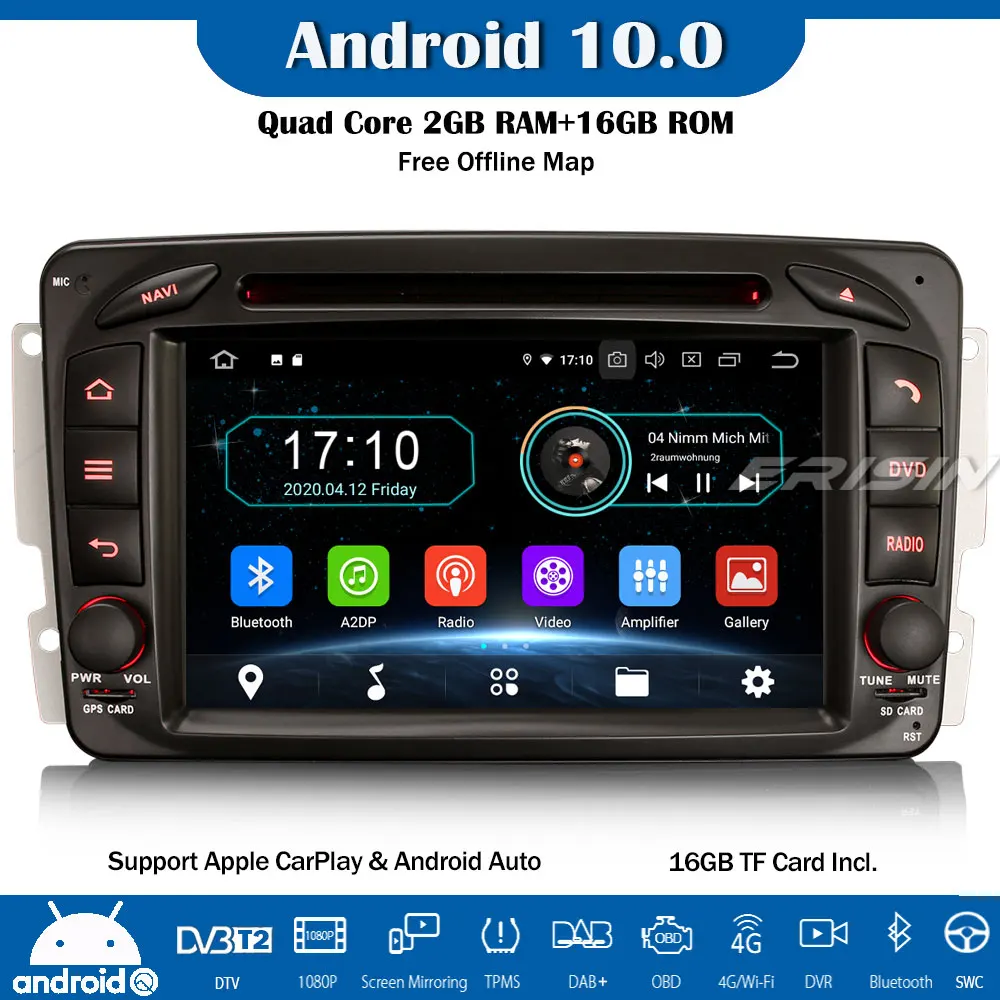 Erisin ES5963C Android 10 0 автомобильный Стерео Радио DVD GPS для Mercedes Benz C/CLK/G Class W203 W209 W463 Vito Viano