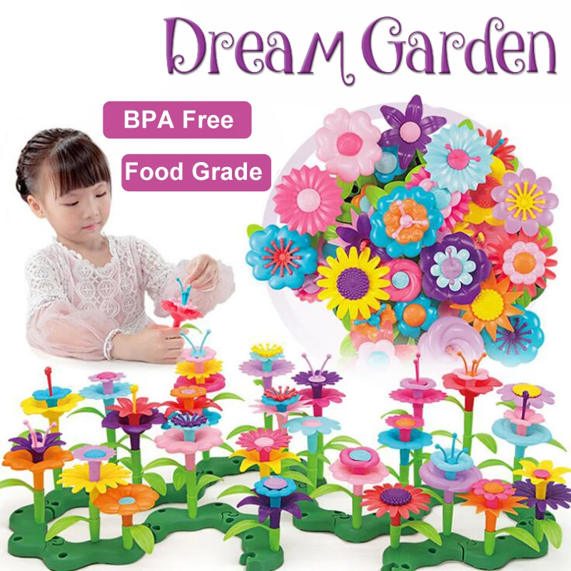 46pcs/set DIY Girls Pop Beads Flowers Interconnecting Blocks Toys  Dream Garden Series Bricks Educational Toys For Children ZXH
