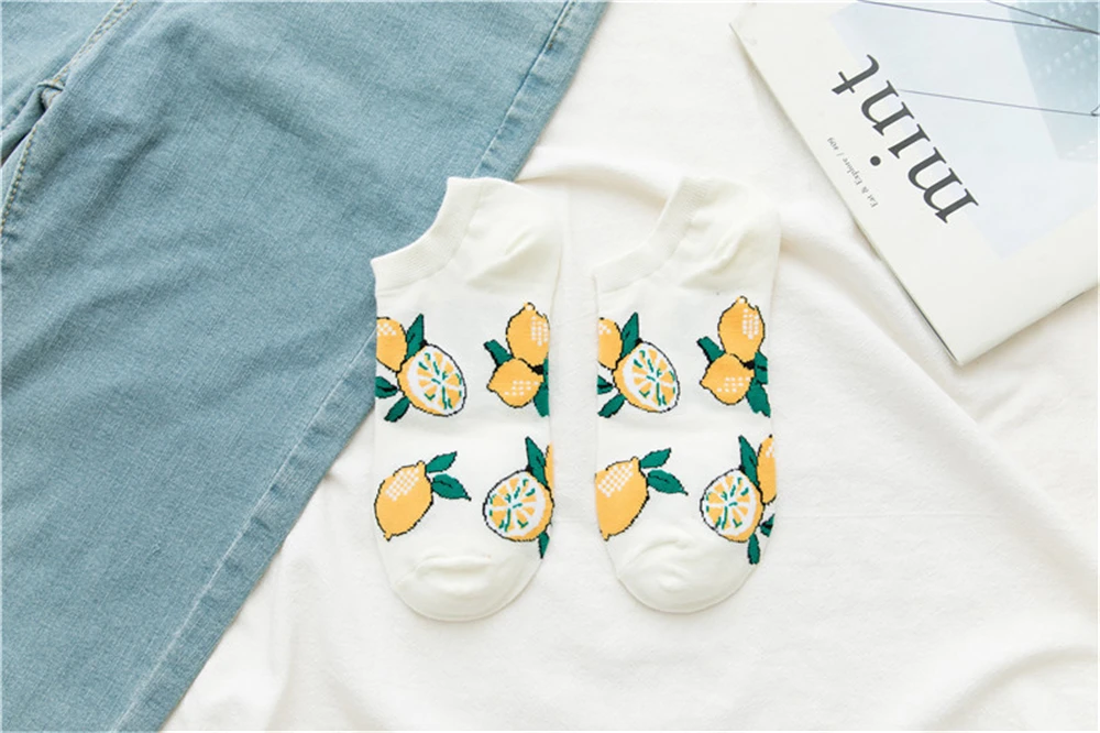 Mädchen Mode Sommer Lustige Nette Cartoon Glückliche Frucht Socken Avocado Erdbeere Wassermelone Banane Zitrone Pfirsich Sokken – Detail 19