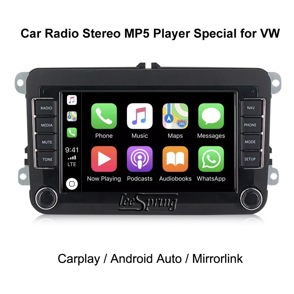 Автомагнитола стерео MP5 плеер для Volkswagen VW с поддержкой Bluetooth Wi-Fi Carplay Android