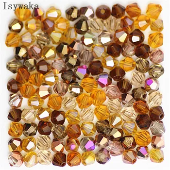 

Isywaka Golden Multicolor 100pcs 4mm Crystal Beads Bicone Stone Jewelry Findings Tassel Lariat Earring Glass Quartz Accessories