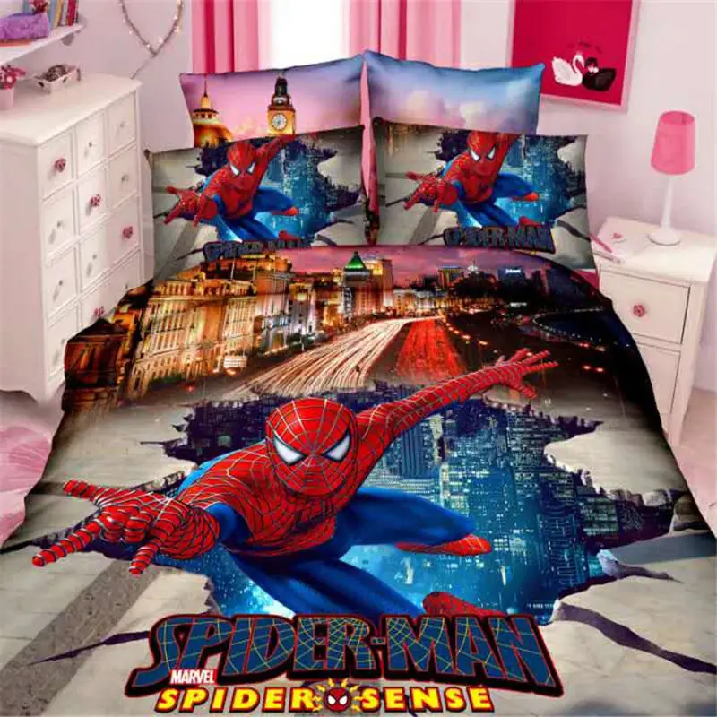 Disney spiderman Комплект постельного белья мультфильм мальчик постельное белье 3d
