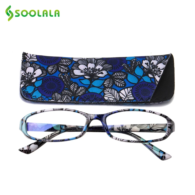 SOOLALA 2 шт цветочные печатные анти-голубые легкие очки Пружинные шарнирные защитные очки Рамка для компьютера синий свет Блокировка женщин