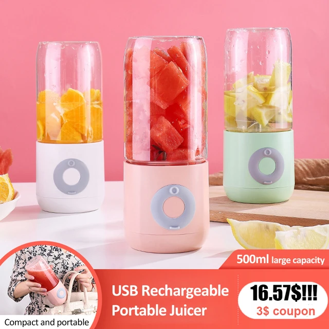 Portable Blender 600ML Electric Juicer Fruit Mixers 4000mAh USB  Rechargeable Smoothie Mini Blender Personal Juicer Colorful Cup - AliExpress