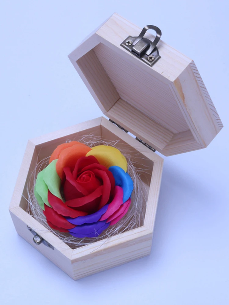 День Святого Валентина мыло с цветком розы свадебный подарок для влюбленных мыло цветок деревянная коробка Рождественское украшение жена девушка подарки