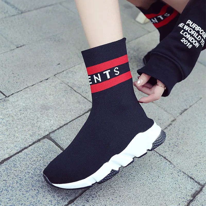

Women Sock Boots Woman Platform Casual Shoes Female Lady Knitting Soft Ankle Elastic Booties Botas Mujer 2019 New Spring Summer