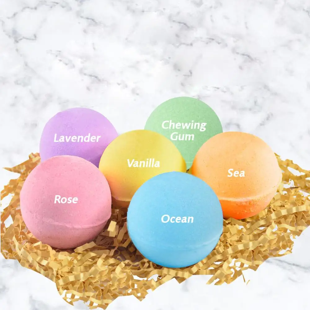 6PCS Bath Bombs Spa Bomb Fizzy Natural Handmade Sea Salt Lavender Bath Bomb Kit For Moisturizing 3