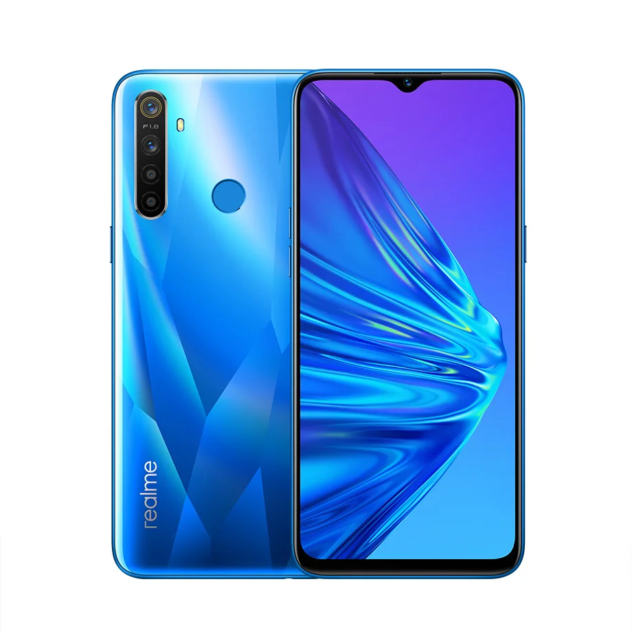 Мобильный телефон Realme 5 с глобальной версией, 3 ГБ, 64 ГБ, 6,5 мАч, четырехъядерный процессор Snapdragon 665, четыре ядра, отпечаток пальца, Android 9,0, 4G